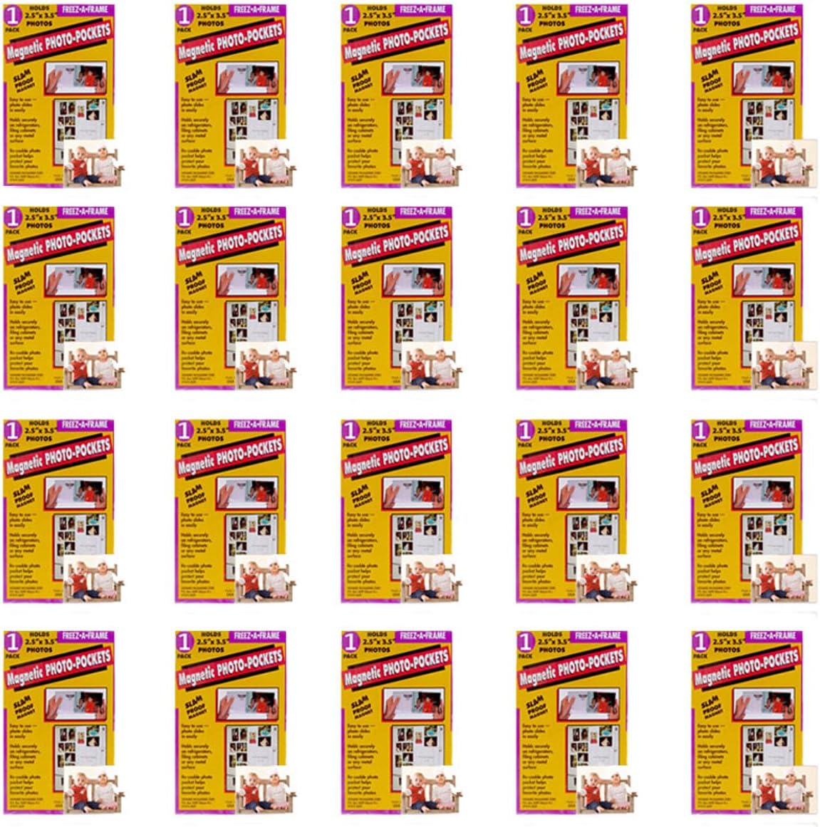 Freez A Frame Clear Magnetic Flexible Photo Frames 2.5" x 3 .5" (Wallet Size) Pack of 20