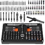 Ratchet Screwdriver Set, 74 in 1 Magnetic Screwdriver Set with Detachable Allen Wrench Ratchet T Handle, S2 Steel Bits, Portable Compact Repair Tool Kit for Furniture Computer Bicycle Eyeglass and DIY