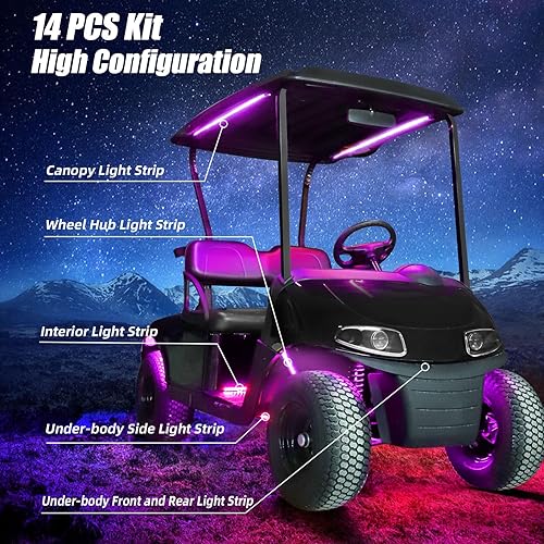 Miniatura 3 de Roykaw Kit de luces LED de neón para carrito de golf, con toldo, pozo de rueda y luces interiores para EZGO Yamaha Club Car, millones de