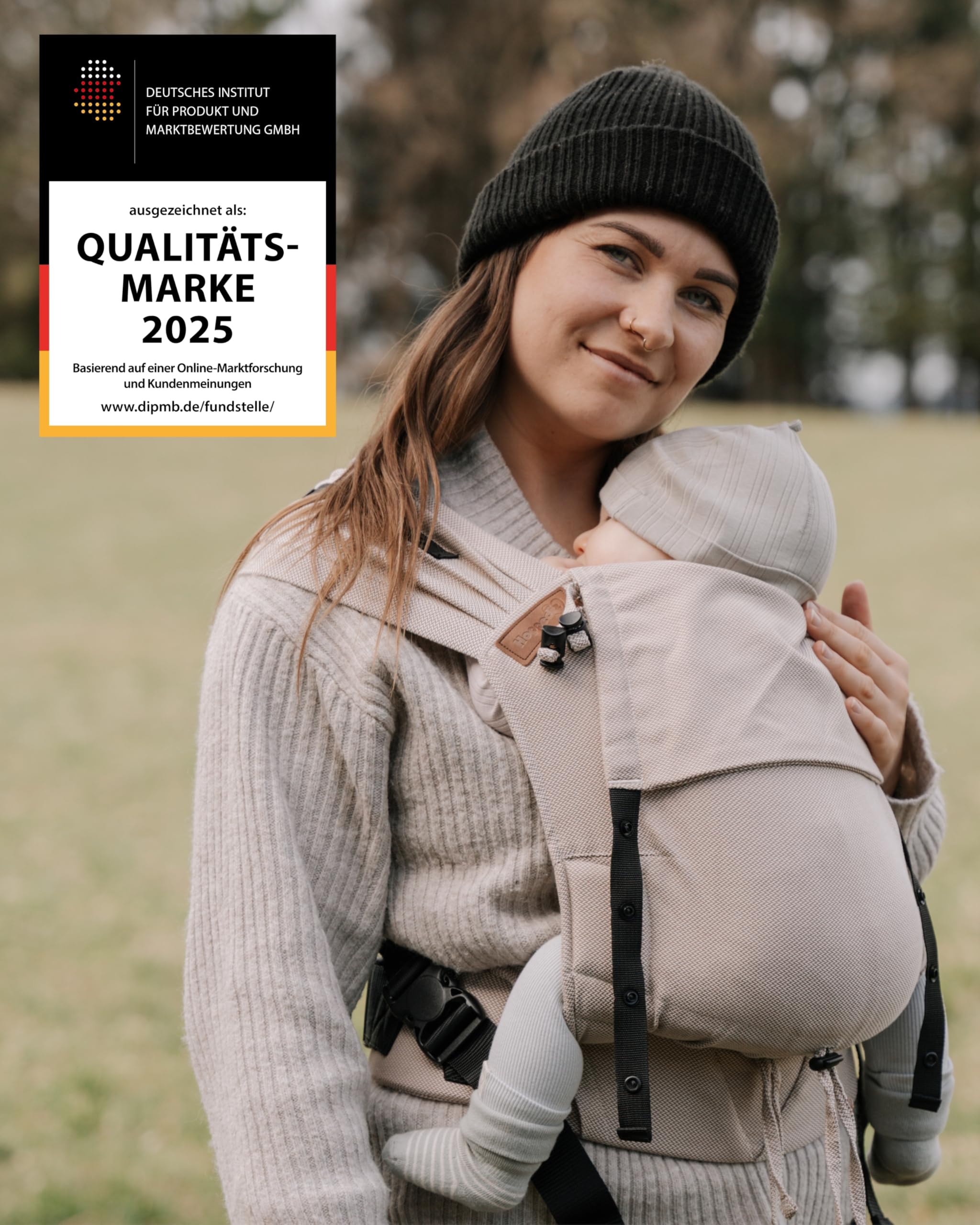 Hoppediz Porte-bébé Primeo dès la naissance (2.5-15 kg), Porte-bébé ventral et dorsal, Taille Réglable, 100% coton bio, Design Lanzarote