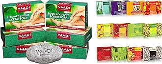 Vaadi Herbals Assorted Luxurious Handmade Herbal Soaps, 75g (Pack of 12) & Vaadi Herbals Elbow Foot Knee Scrub With Almond And Walnut Scrub Soap, 75g (Pack Of 6)
