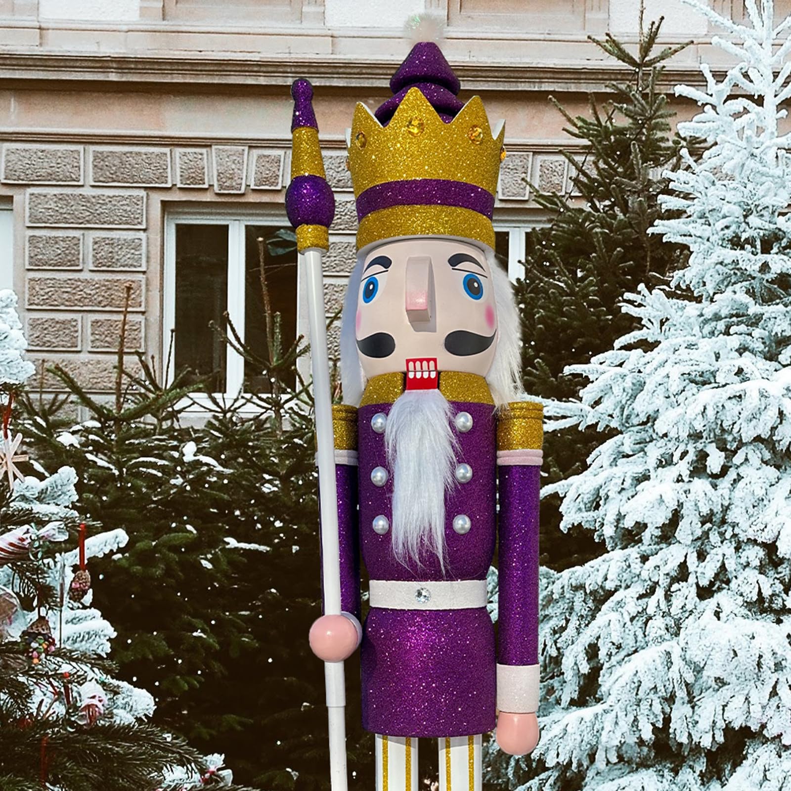 4feet/120cm Giant Wooden Nutcracker King (4 feet, Purple Glitter k34)