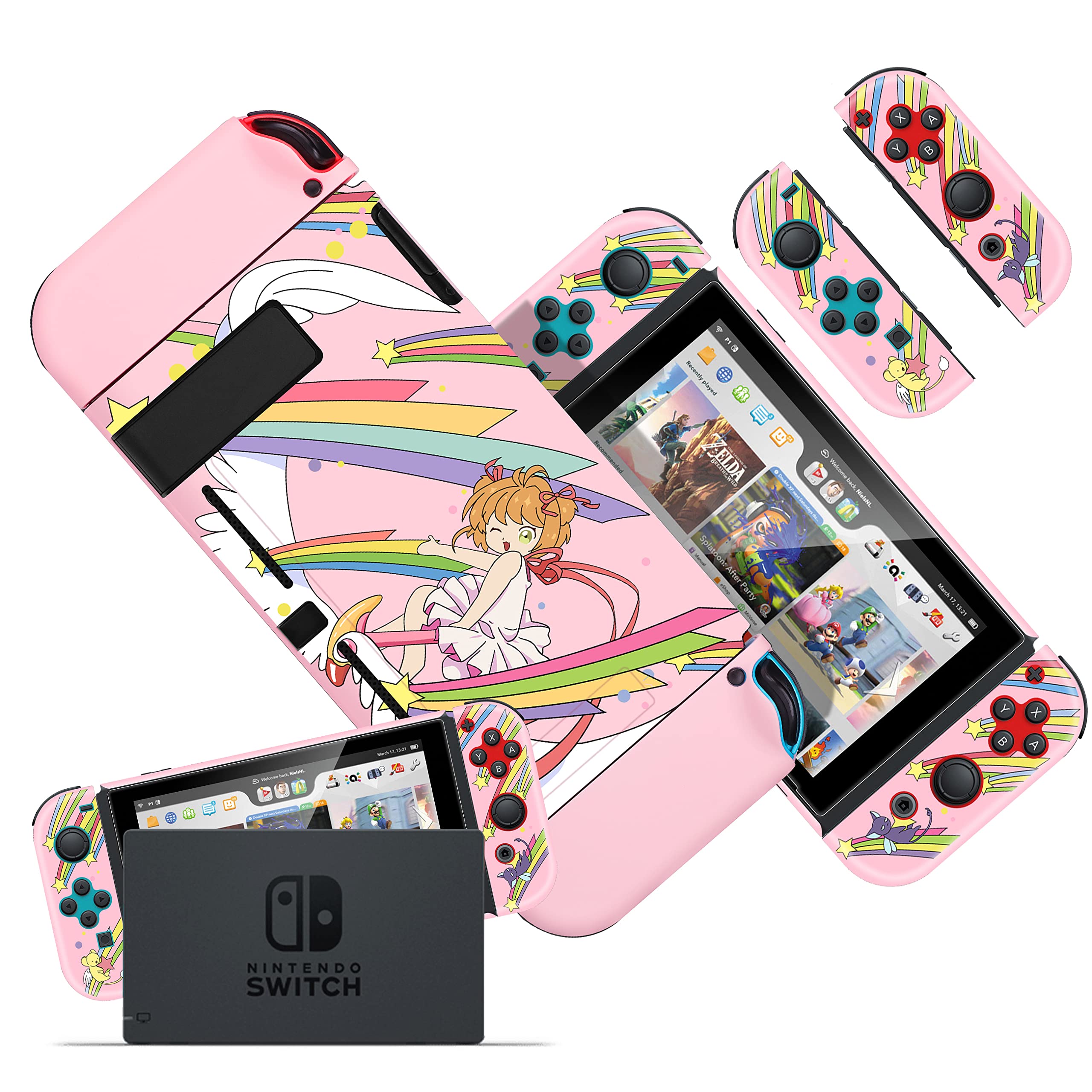 Oqplog Anime Case for Nintendo Switch Cute Kawaii Animation Character Design Themed Cool Fun Funny Fashion Scratch Resistant Cases Hard Shell Cover for Girls Kids Boys for Switch,Variey