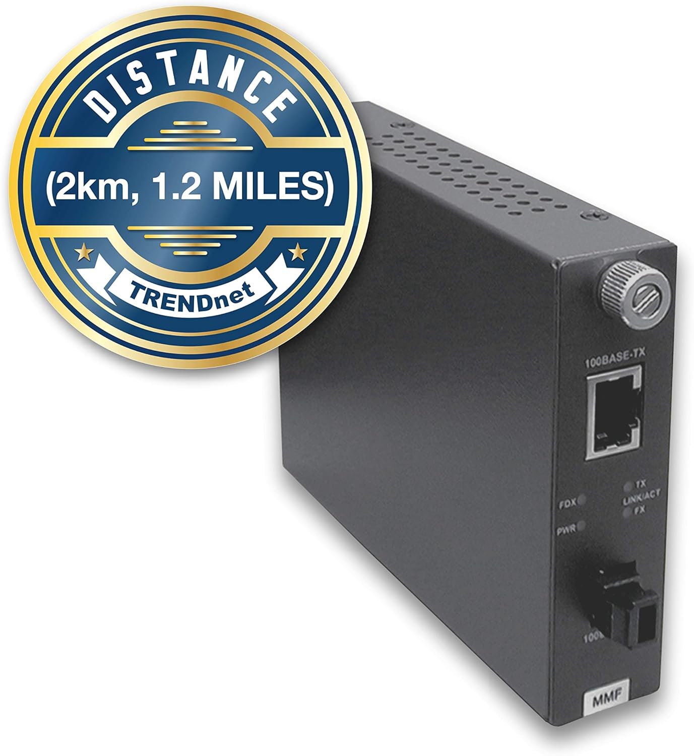 TRENDnet 100Base-TX to 100Base-FX Multi Mode MT-RJ Fiber Media Converter (2 Km /1.2 Miles), Multimode Fiber, Fiber to Ethernet Converter, RJ-45, MT-RJ Type Connector, Lifetime Protection, TFC-110MM