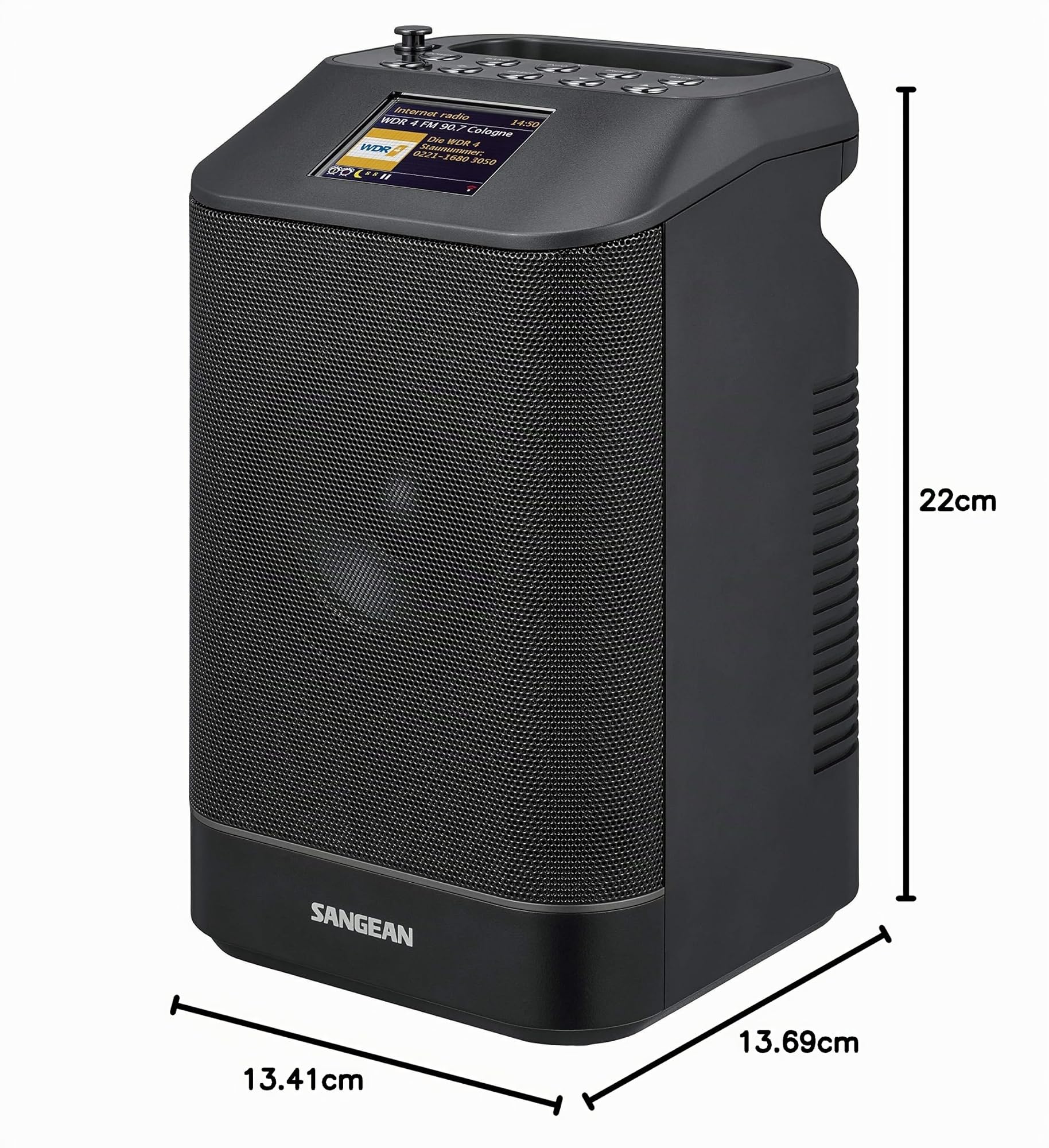 Sangean WFS58 Dab+ Radio | FM | WiFi y Altavoz Bluetooth | Radio de Internet portátil con NFC | WiFi | Negro