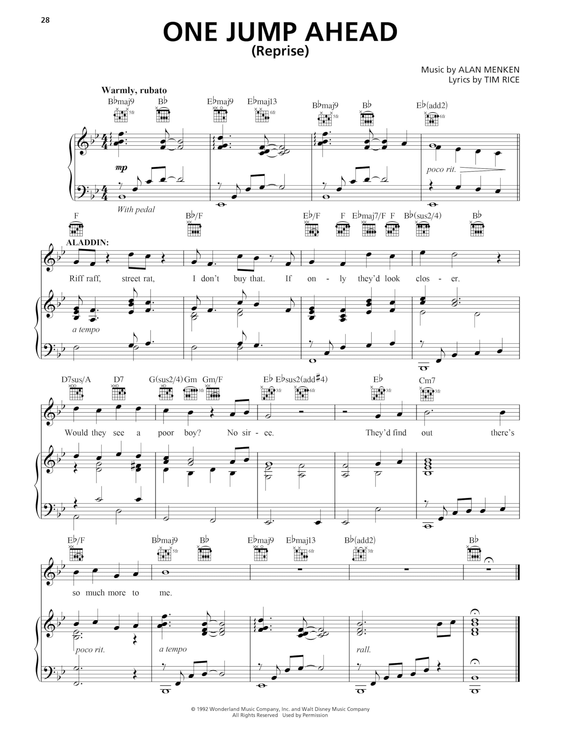 Aladdin. Piano, Voix & Guitare.
