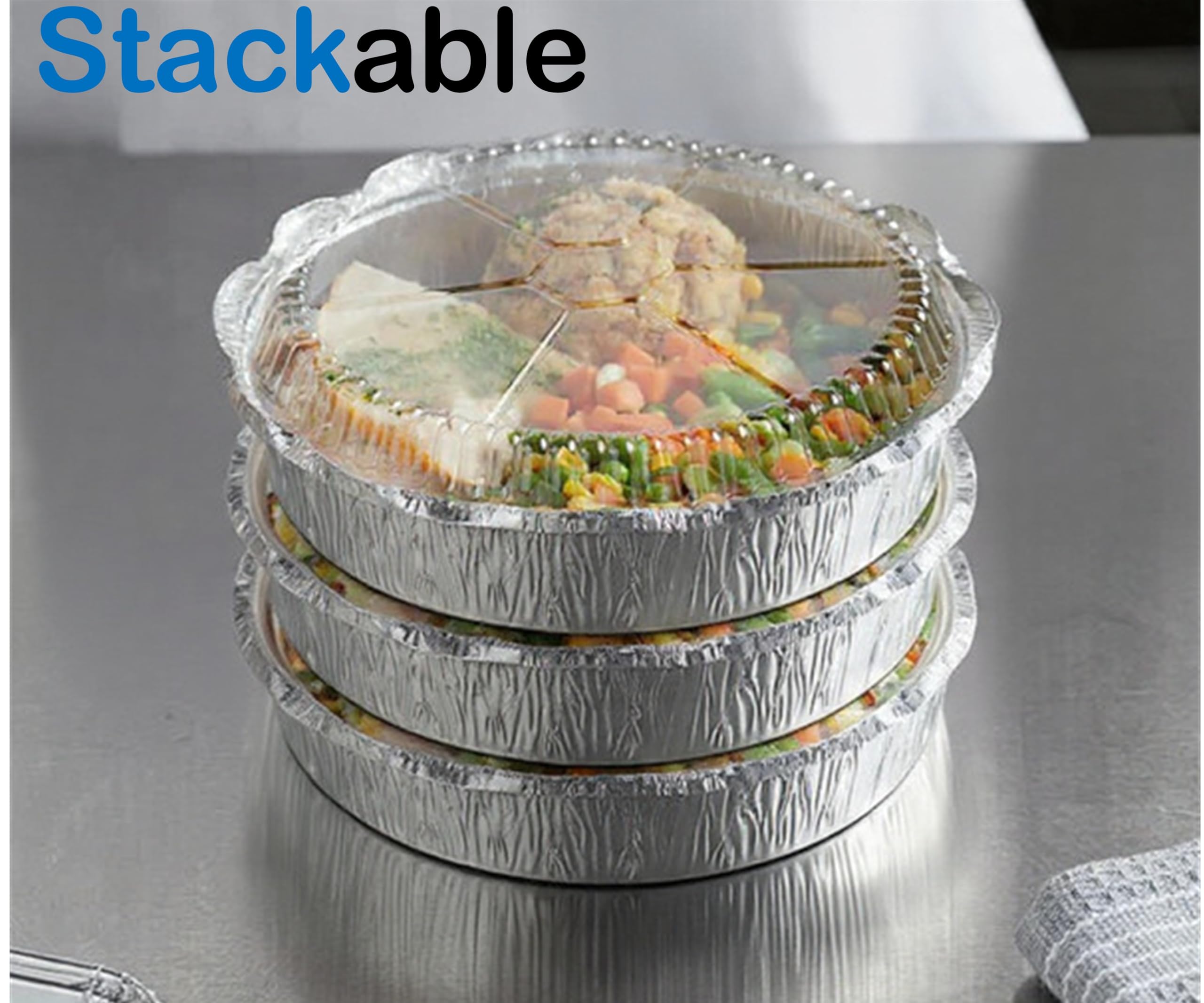 Fit Meal Prep 50 Pack 8" Round Aluminum Foil Pans With Clear Dome Lids, Pie Tins Disposable 8 Inch With Lids, Take Out Containers, Freezer Oven Safe Aluminum Baking Pans For Storing - View #10
