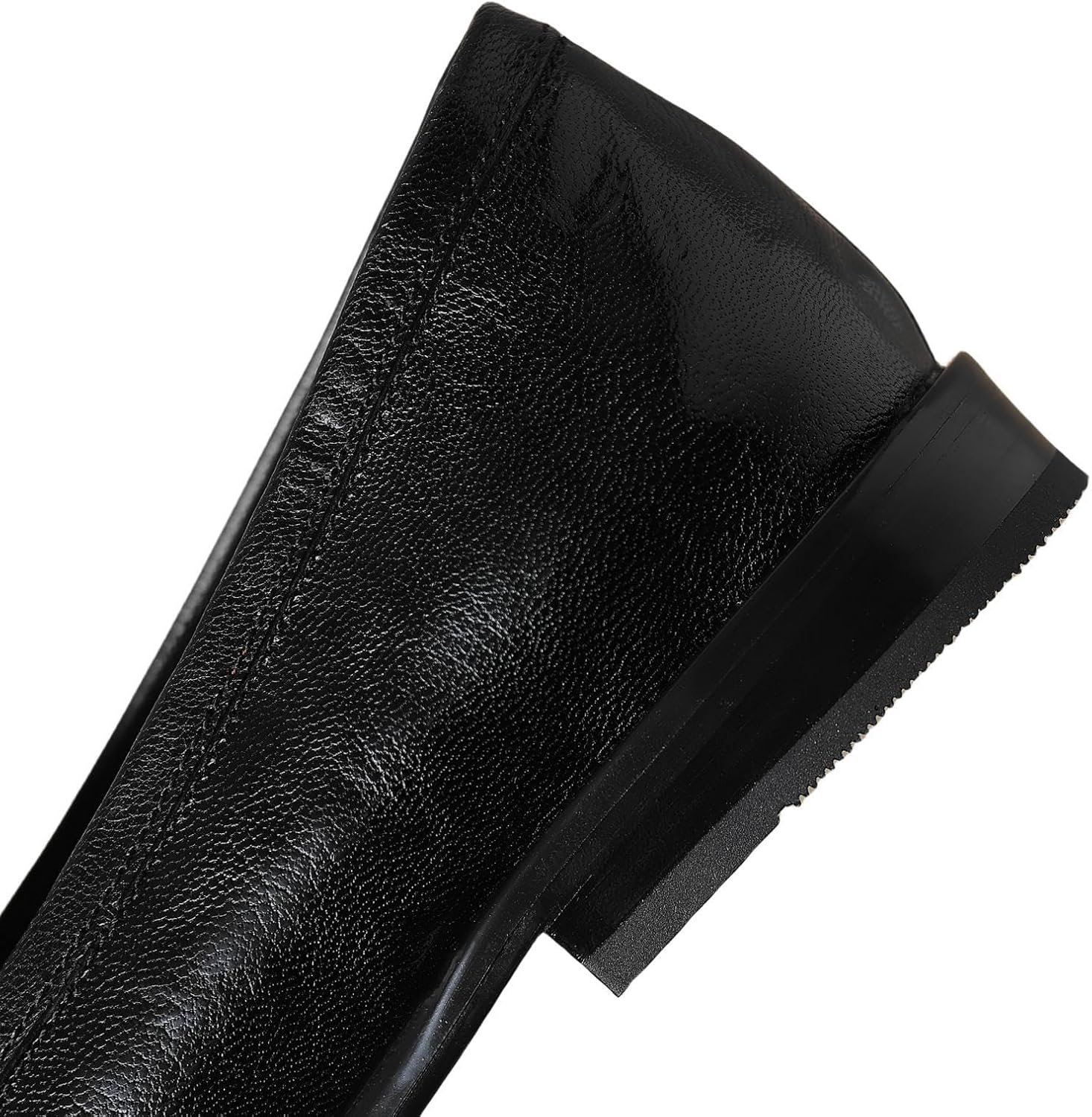 TinaCus Women's Genuine Leather Soft Light Handmade Round Toe Chunky Heel Flats Shoes