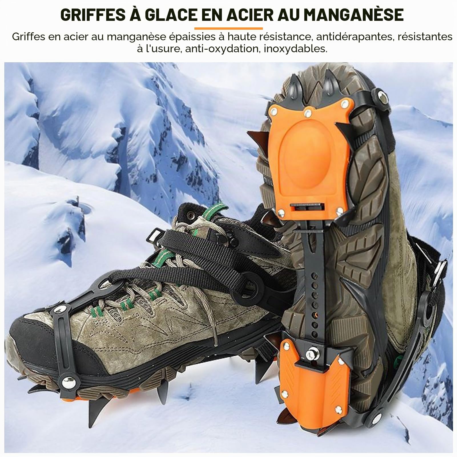 Crampons d'escalade de Glace, Sports de Plein air Portables 10 Crampons de Neige dentés Pince à Glace antidérapante