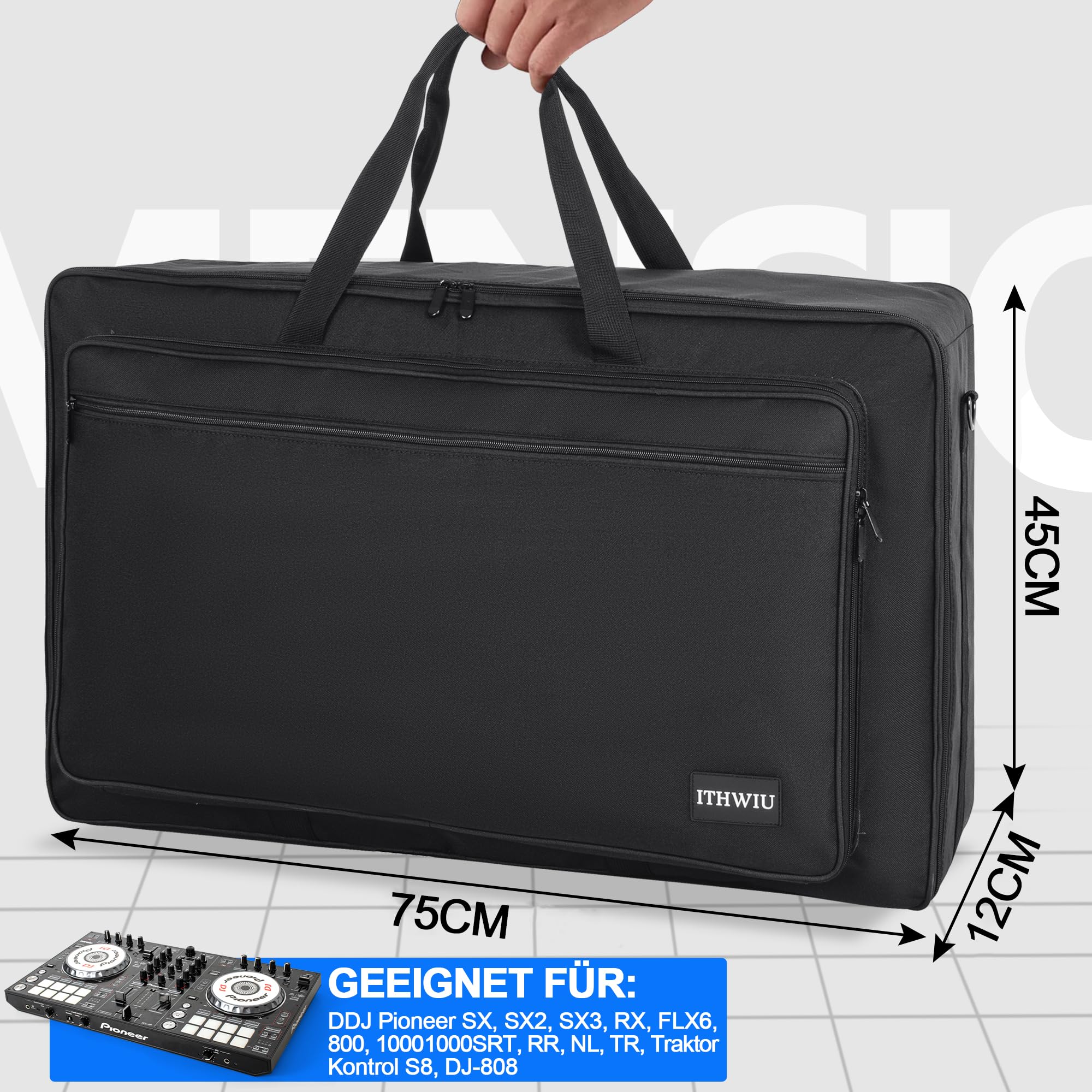 OUUTMEE Custodia portatile per controller DJ,75 x 45 x12 cm,Borsa portatile,Nero