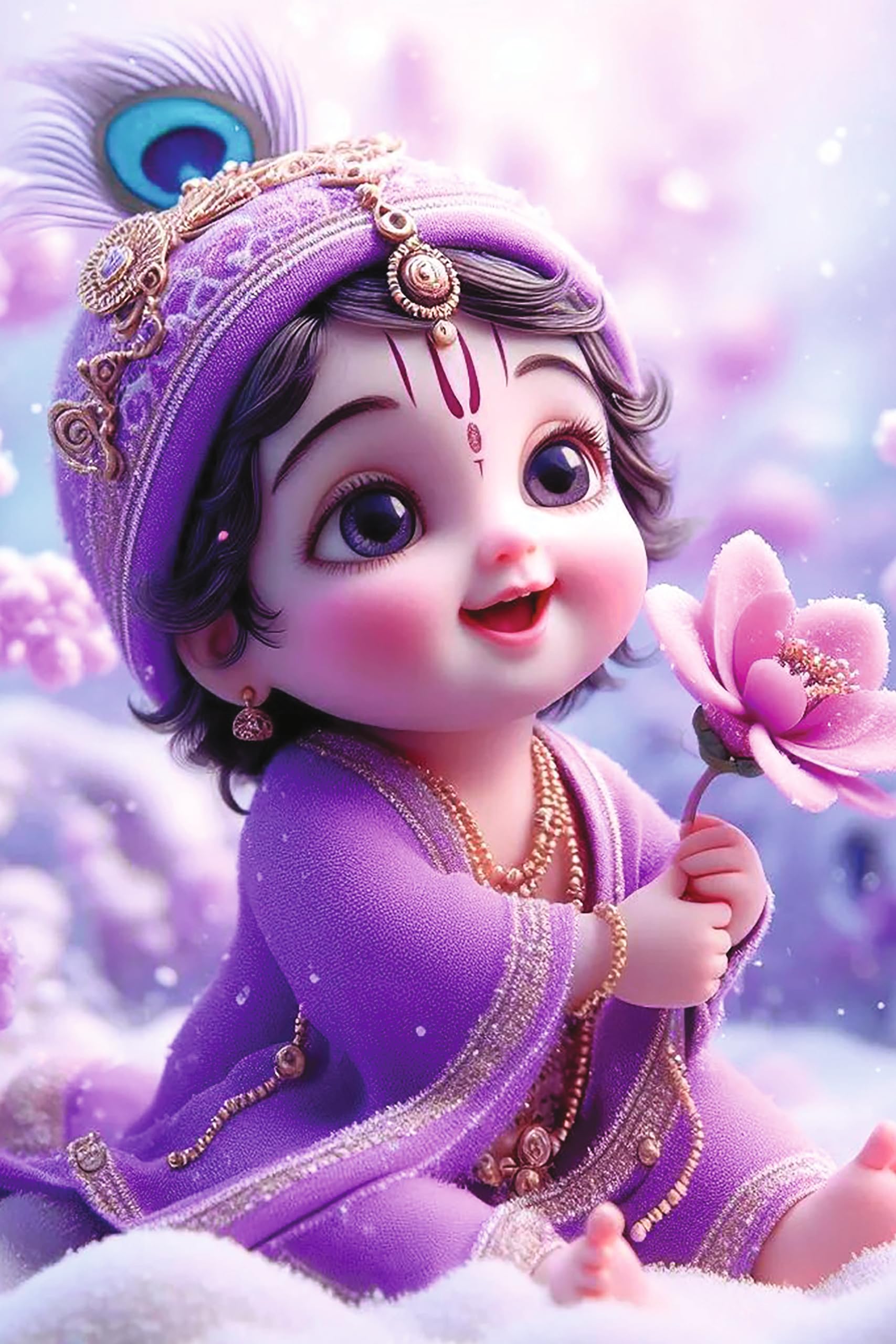 Paper Graphic Word Beautiful Animated Poster Lord Krishna Poster For Living Room, Bedroom, Office Printed 300 Gsm Unframed Wall Poster (Multicolour, 12 X18 Inch) (Design 24, 1)