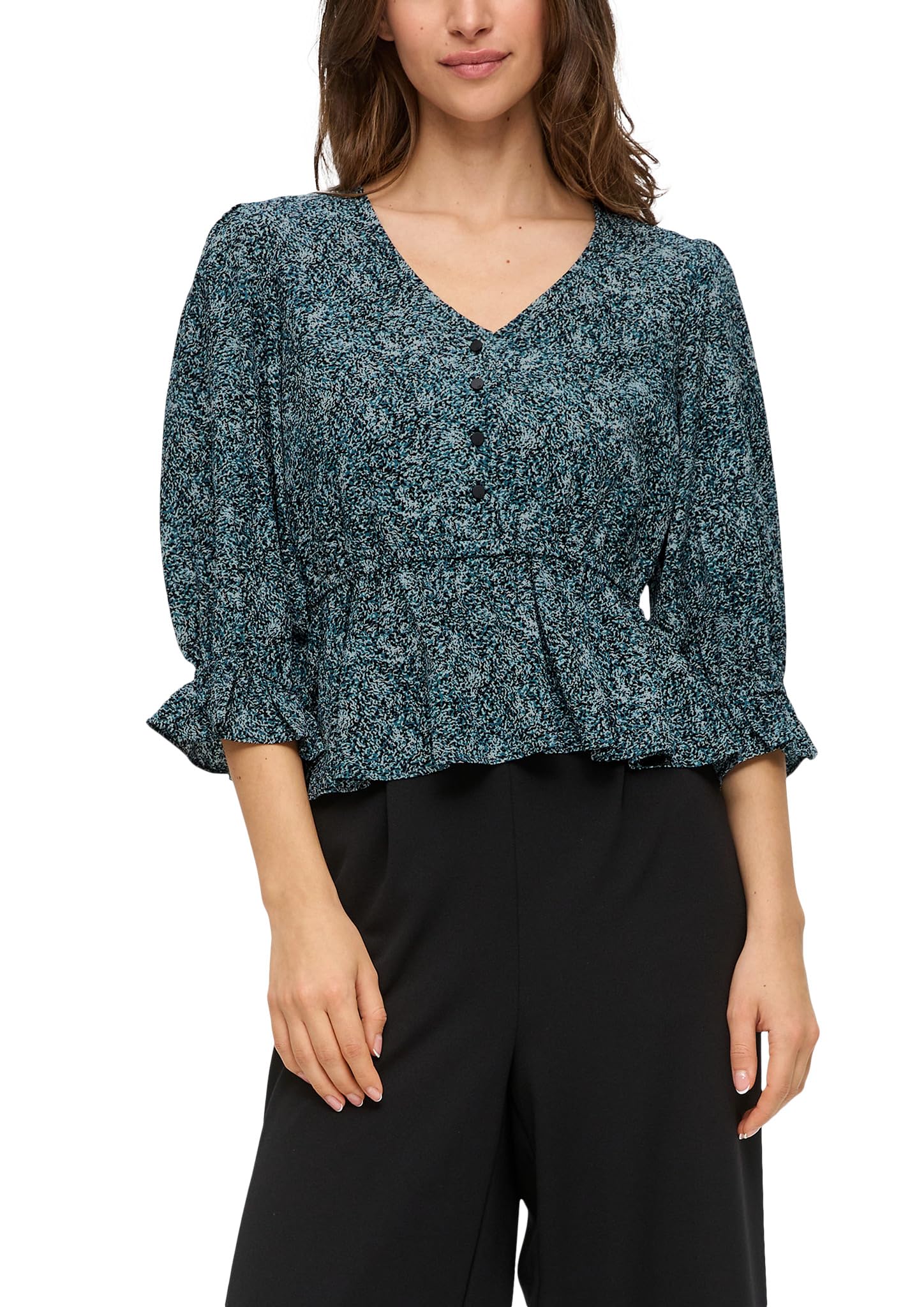 QS Women's Blouse 3/4 Sleeve, Petrol 67a3, 14