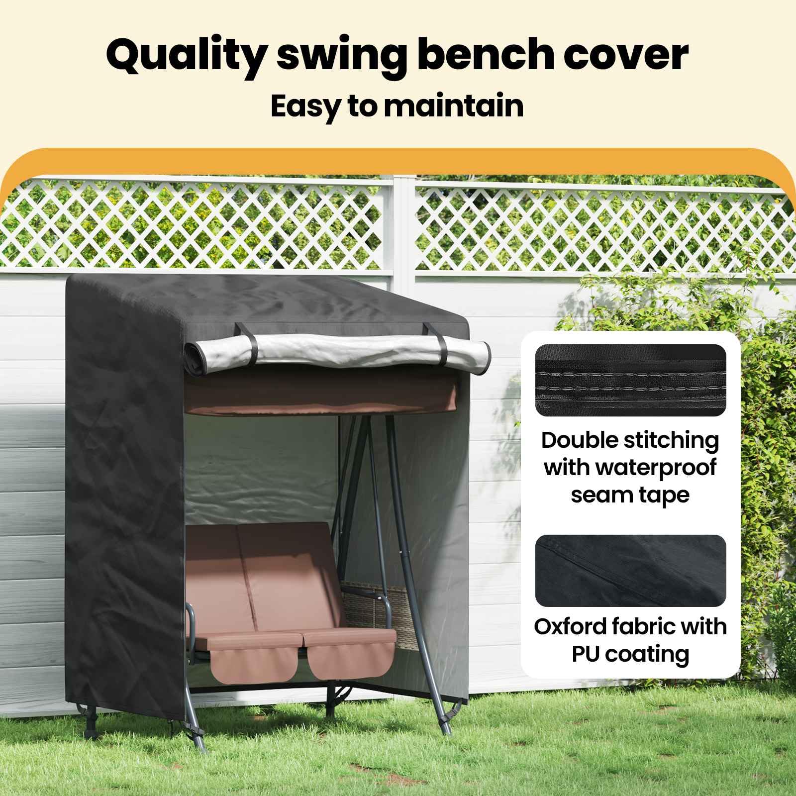 vidaXL Housse pour balancelle d'extérieur 120 x 90 x 155 cm, Housse de Jardin et terrasse, résiste aux UV, imperméable, protège Votre balançoire, écolo et Durable