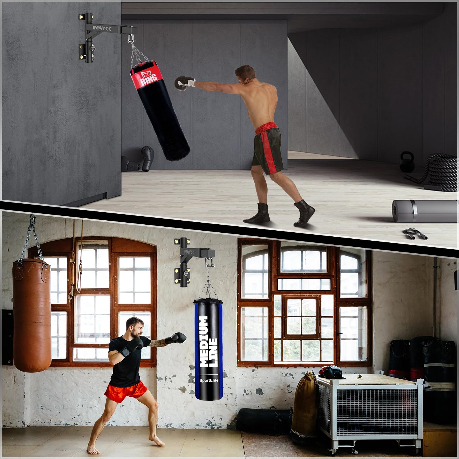 IMAYCC Nouveau Support Sac De Frappe-Potence Sac De Frappe Réglable, Support De Sac De Boxe Très Résistant pour Potence La Maison Ou Le Gymnase, MMA, Mua Thai, Etc