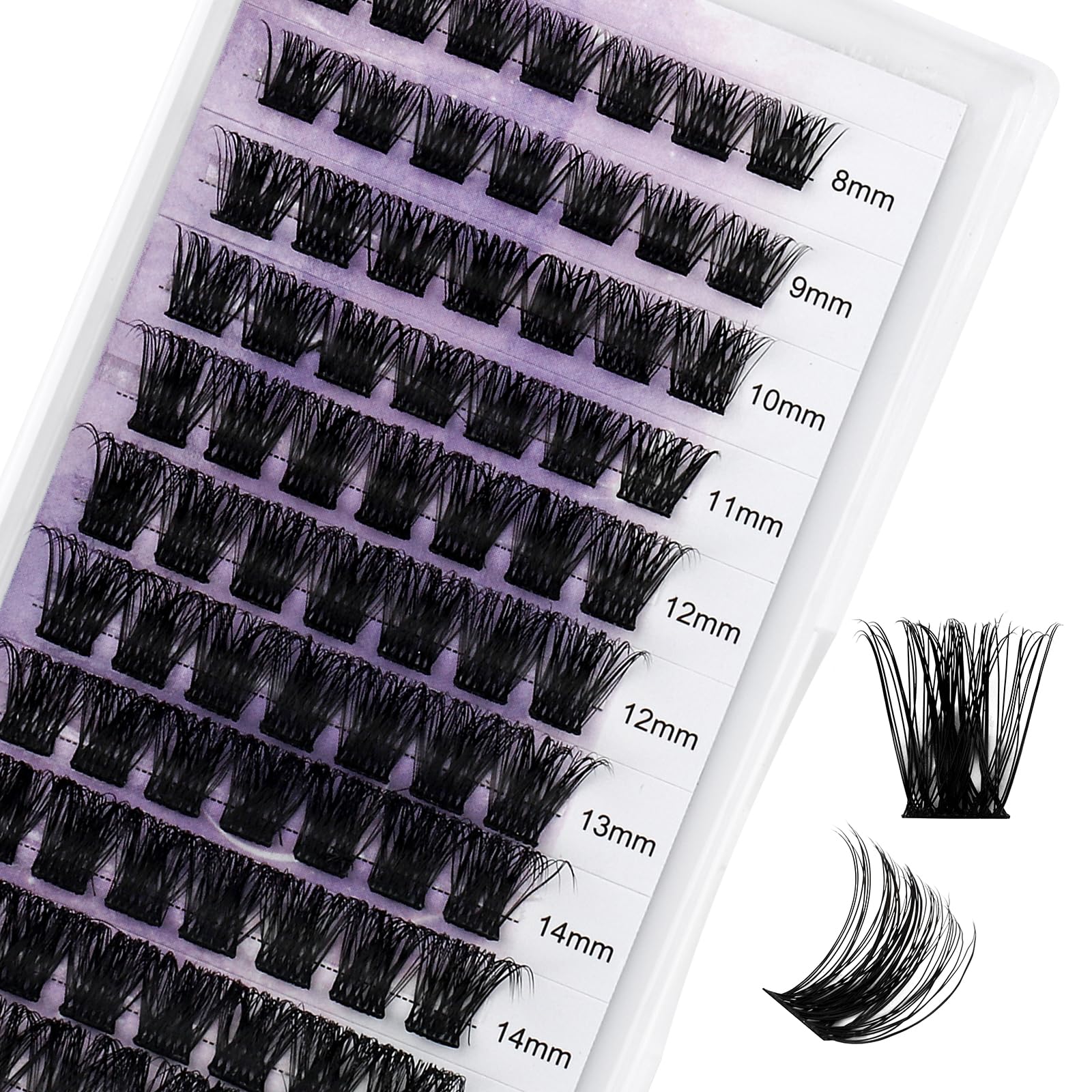 WENDY Pestañas Postizas Individual D Curl 0.07mm Mix 8-16mm Cluster Lashes 3D Effect Extensión de Pestañas Professional DIY(C3-D-816)