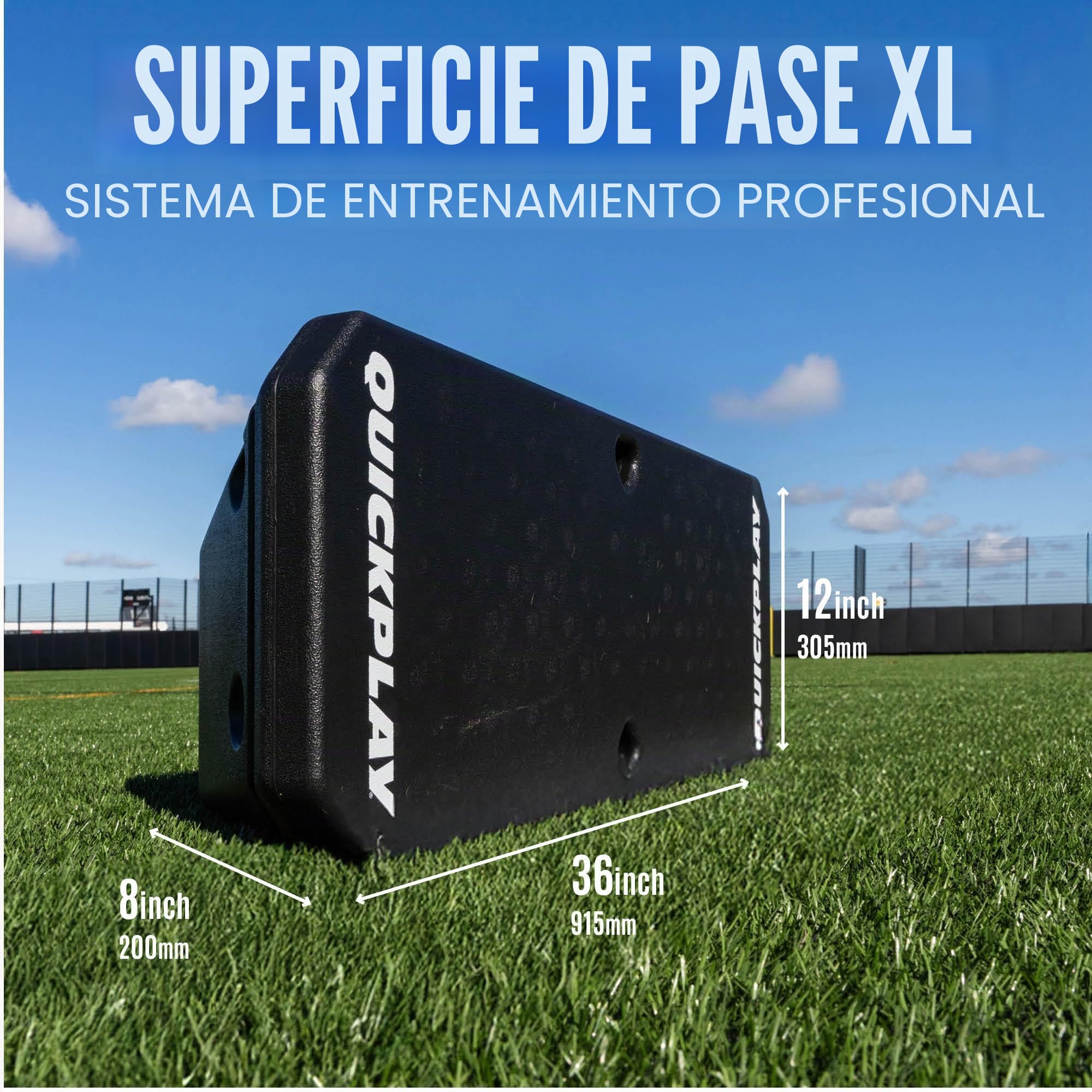 QuickPlay Replay Boombox - Tablero de rebote de fútbol portátil de doble superficie con ángulo ajustable - Equipo de entrenamiento de fútbol para control, práctica de pases
