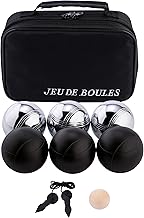 Engelhart - 010207 - Set of 2 x 3 Black and Grey Balls - 74 mm - Triplette - Petanque Game - 6 Petanque Balls, Nylon Bag, Measuring Cord, Pig - 2 Players - Ages 6 and Above