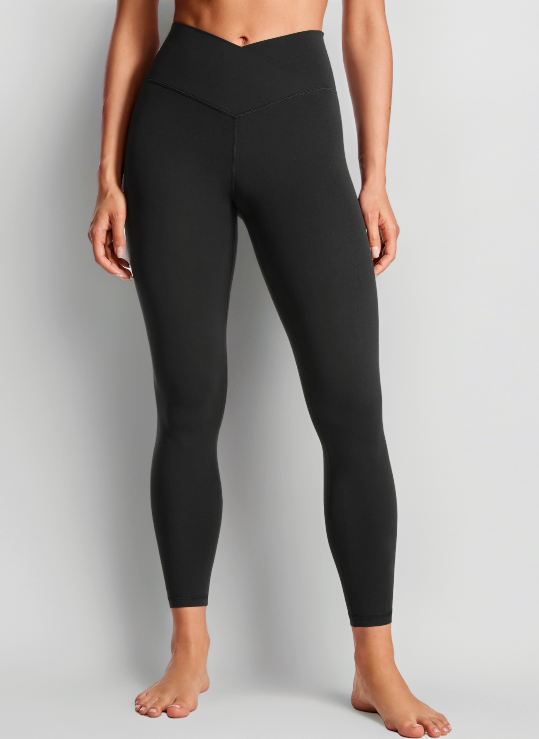 CRZ YOGA Womens Butterluxe Cross Waist 25'' Workout Leggings - V Cross High Waisted Yoga Pants Soft Gym Leggins