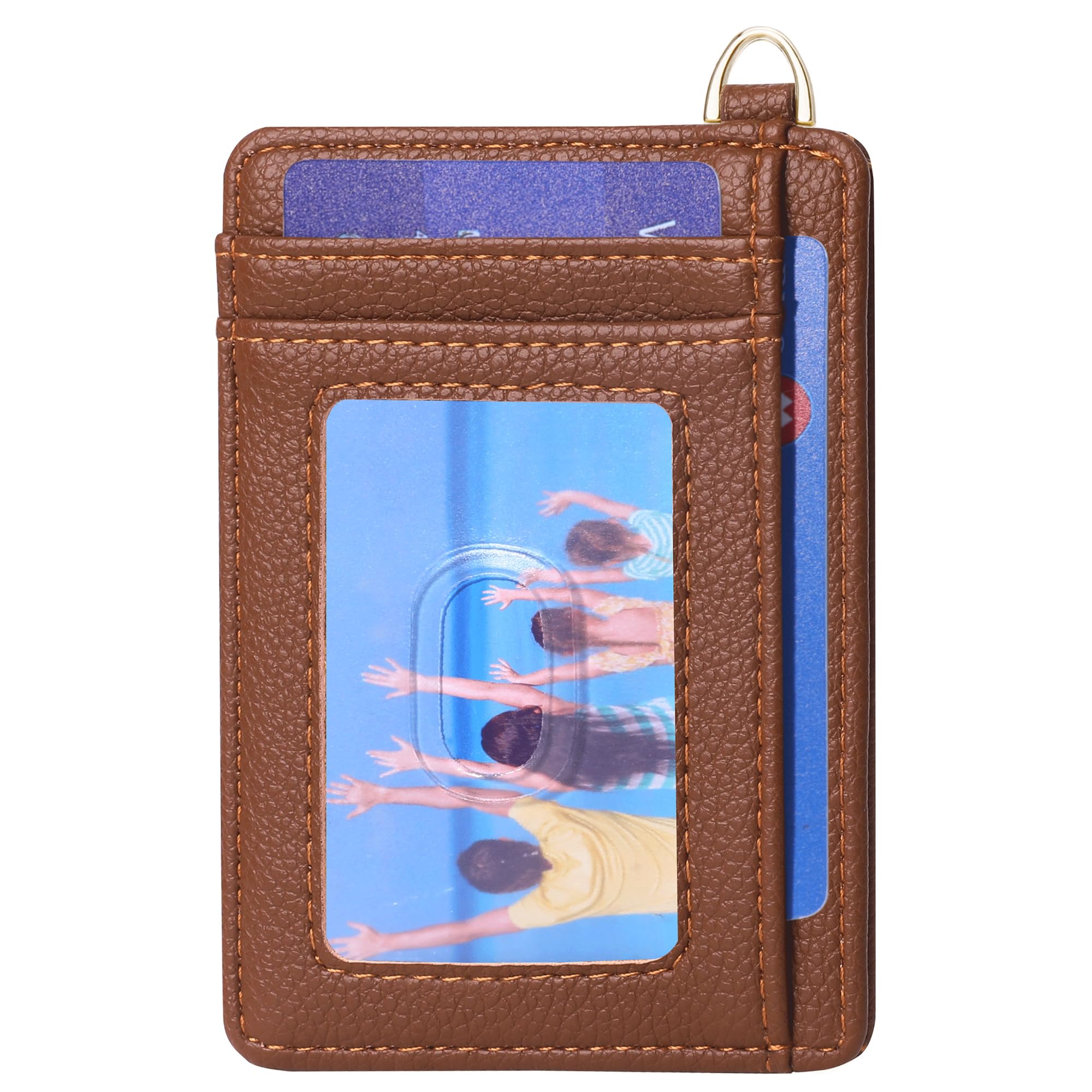 Badiya Credit Card Holder Slim Minimalist Wallet, Front Pocket Purse RFID Blocking Wallet Compact Card Case with ID Window for Women & Men