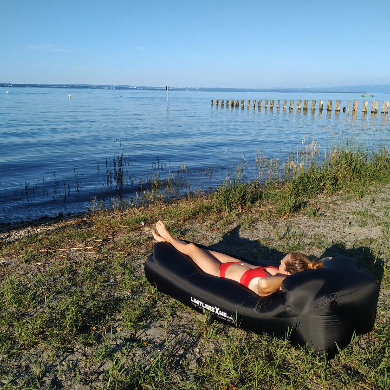 Nadmuchiwana sofa plażowa. Łóżko powietrzne wodoszczelne. Air Lounger do aktywności na świeżym powietrzu kemping i na plażę Nowy (czarny)