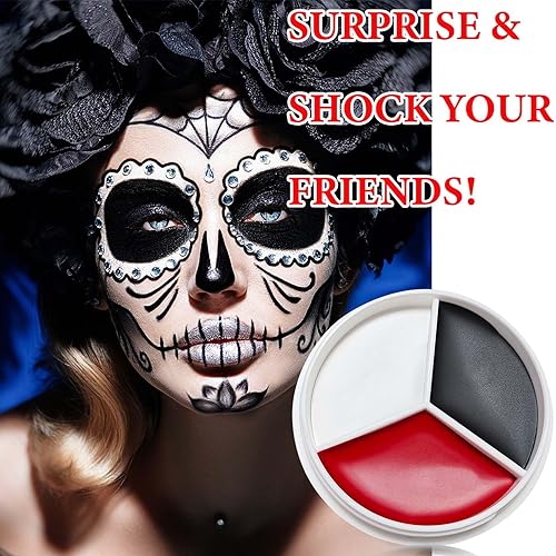 Miniatura 7 de Pintura corporal negra, blanca, roja, para Halloween, cosplay, SFX, payaso, maquillaje, base, crema, kit de pintura facial profesional, paleta de