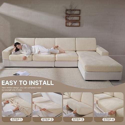 Miniatura 7 de Fundas de cojín para sofá seccional y en forma de L, fundas elásticas y suaves para sofá, lavables y resistentes al desgaste, protector de muebles