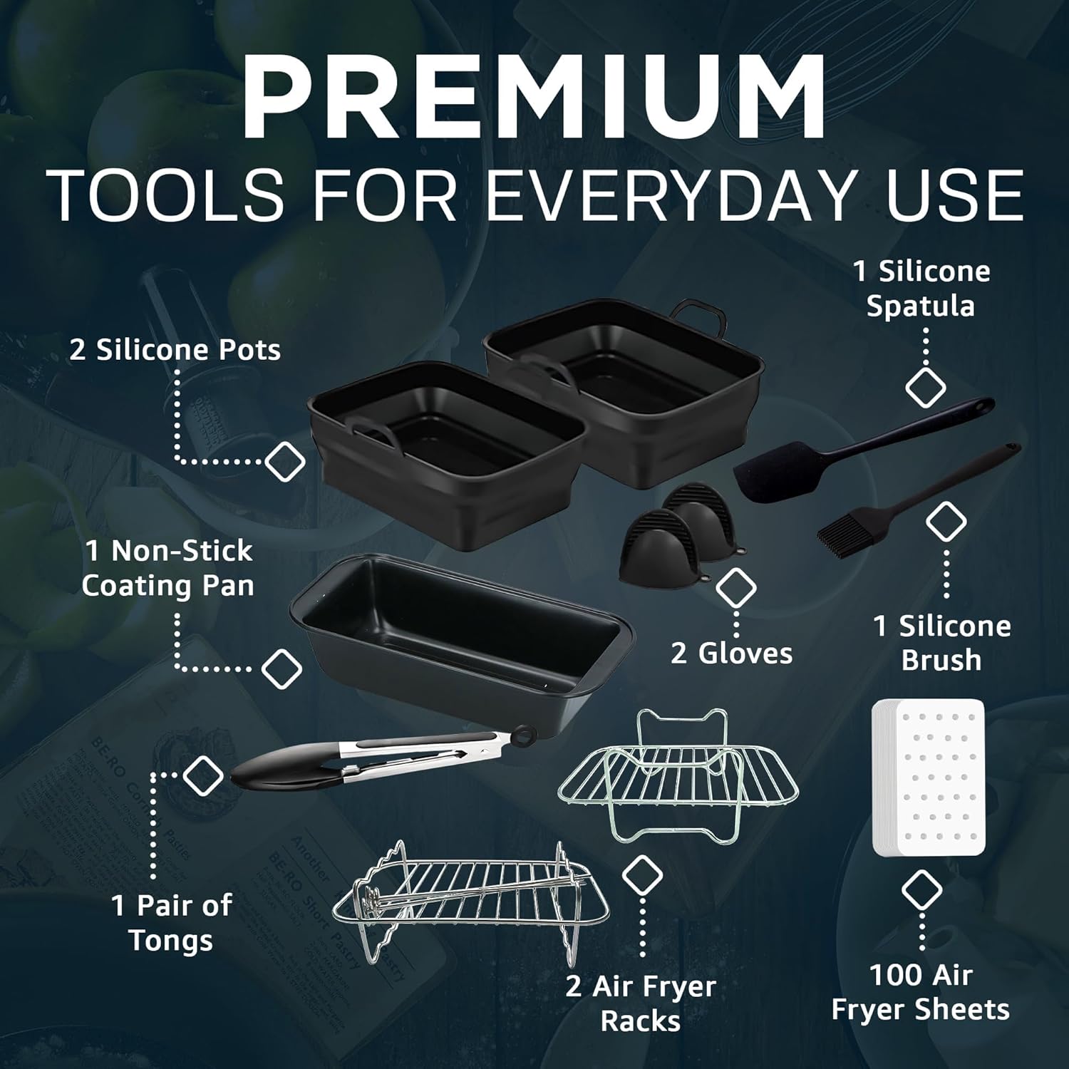 11 PCS Ninja Air Fryer Accessories Set for Dual-Basket Air Fryers, Air Fryer Racks, Silicone Air Fryer Liners Oil Brush, Kitchen Tongs, Coating Pan, Paper Liners, Silicone Gloves - Complete Gift Set 4 81O6FfhJgHL. AC SL1500