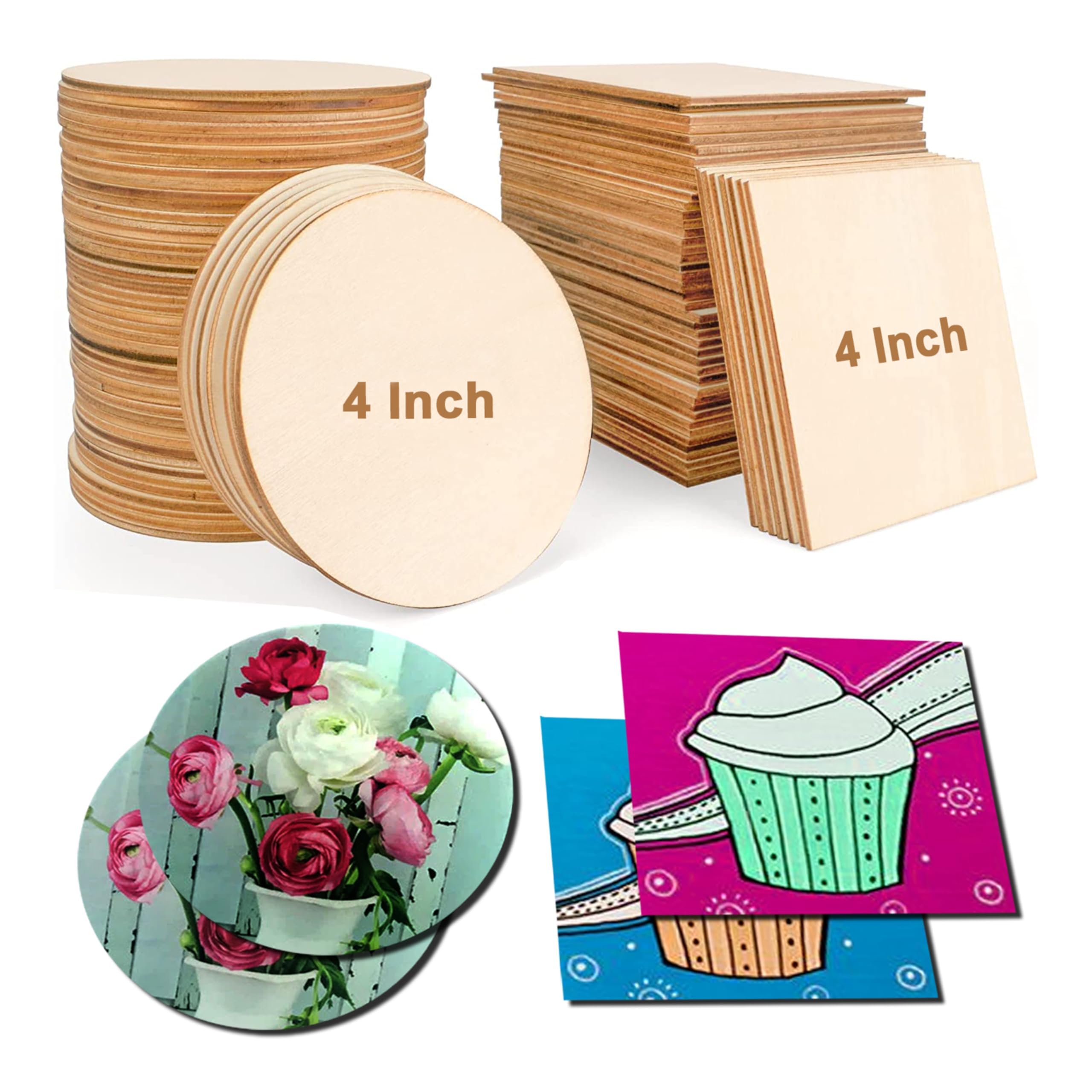 MDF Boards for Art and Craft| Craft Material for Resin Art,Mandala Art,Pyrography,Painting Medium Square & Round Costers Blank 4 Inch 6 Pcs-image-44