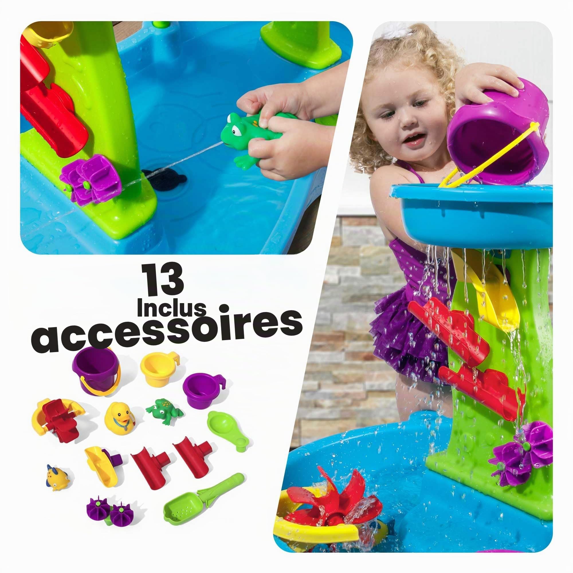 Step2 Rain Shower Splash Table d'eau avec 13 Accessoires - Bleu & Vert | Jeu extérieur Aquatique | Activité pour Le Jardin