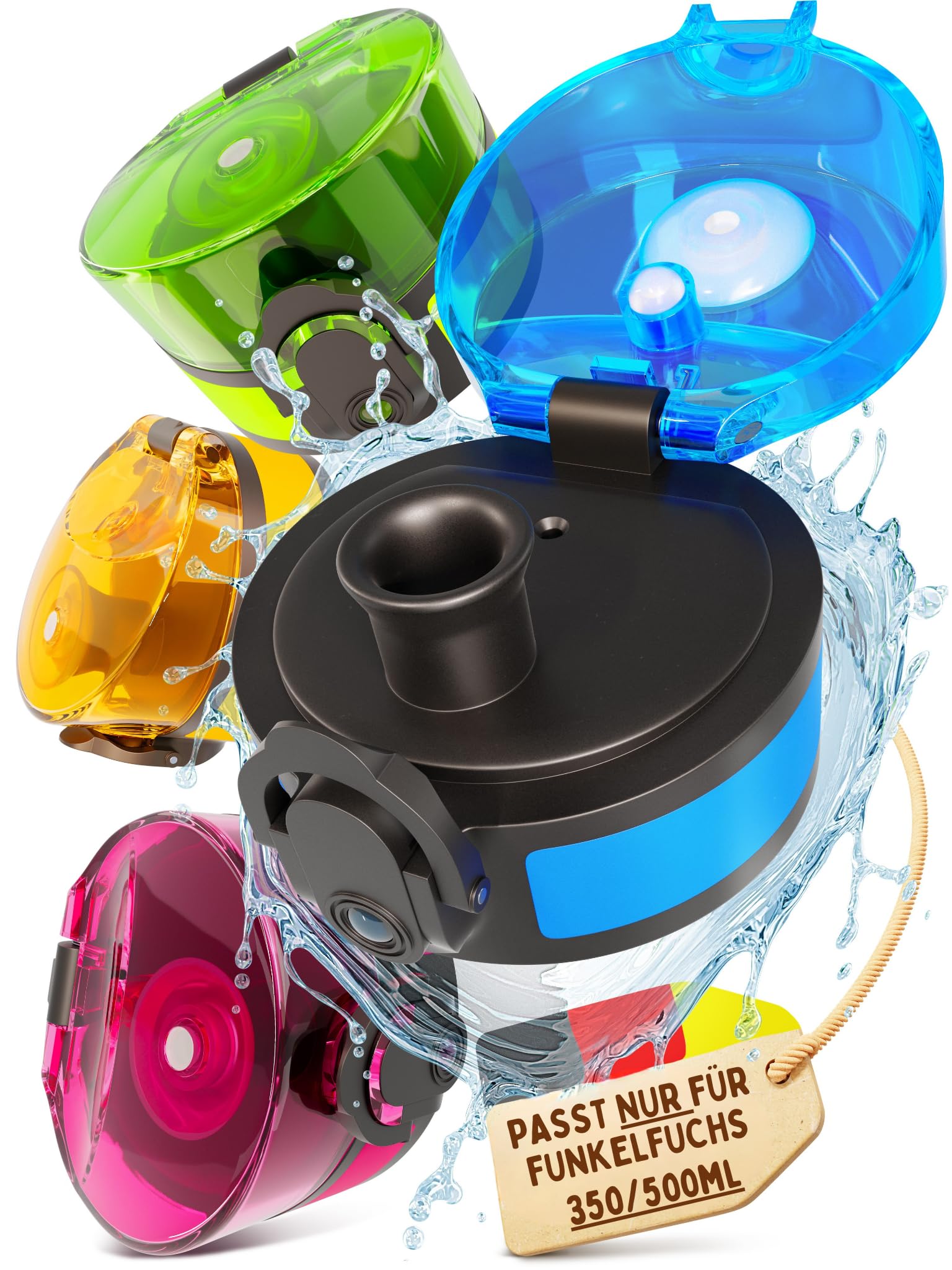 Funkelfuchs® - Ersatzdeckel für Trinkflasche 350/500ml (blau) - Nur für Funkelfuchs Trinkflaschen passend