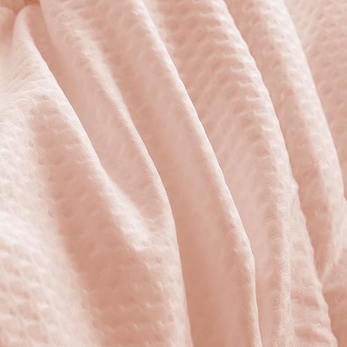 Miniatura 6 de Edredón de tamaño King extra grande, relleno de edredón rosa burbuja para todas las estaciones, edredón acolchado ultrasuave con 8 pestañas en las