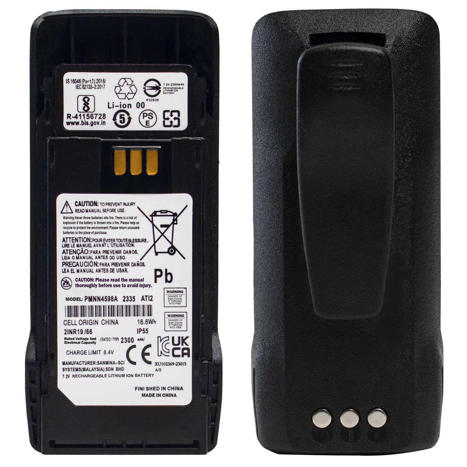 Teseko PMNN4598A PMNN4598 PMNN4600 PMNN4600A 7.2V 2300mAh Li-ion Battery Replacement for Motorola R2 with Belt Clip