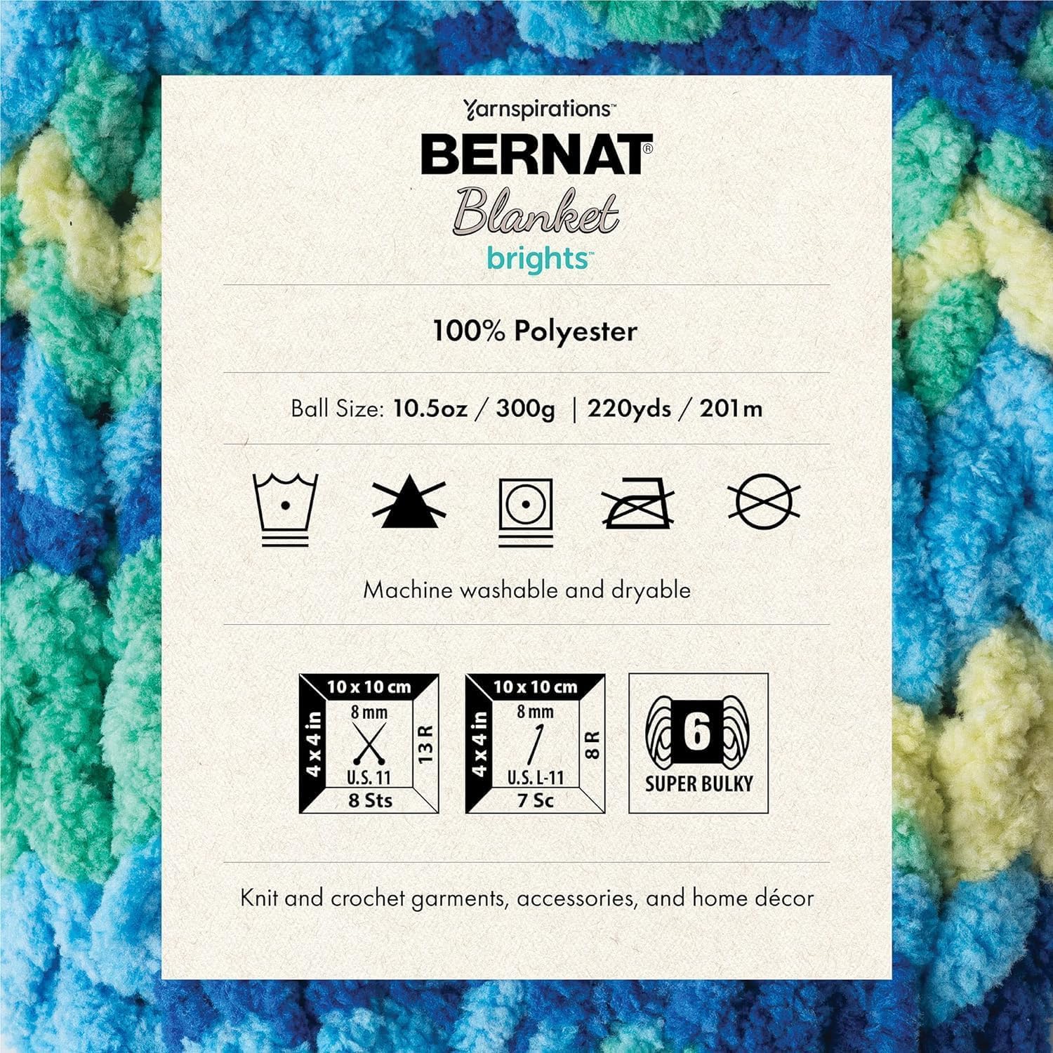 Bernat Blanket Brights 300g Neon Mix Yarn - 2 Pack of 300g/10.5oz - Polyester - 6 Super Bulky - Knitting/Crochet
