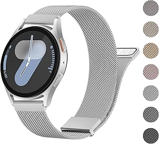Meliya Pulseira de metal compatível com Samsung Galaxy Watch 7 de 40 mm e 44 mm, Galaxy Watch FE de 40 mm, pulseira de substituição de aço inoxidável de 20 mm para Galaxy Watch 7 feminina e masculina