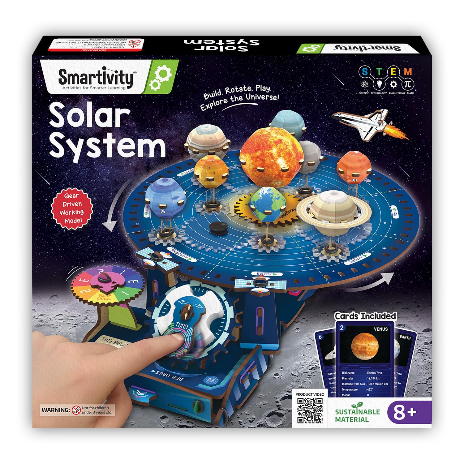 Smartivity Solar System Kit | Gear-Driven Working Model of Planets | Birthday Gift for Boys & Girls 8,9,10,11,12,13,14 Years I Build, Rotate & Explore Astronomy | Learn Solar System & Science Facts |-image-14