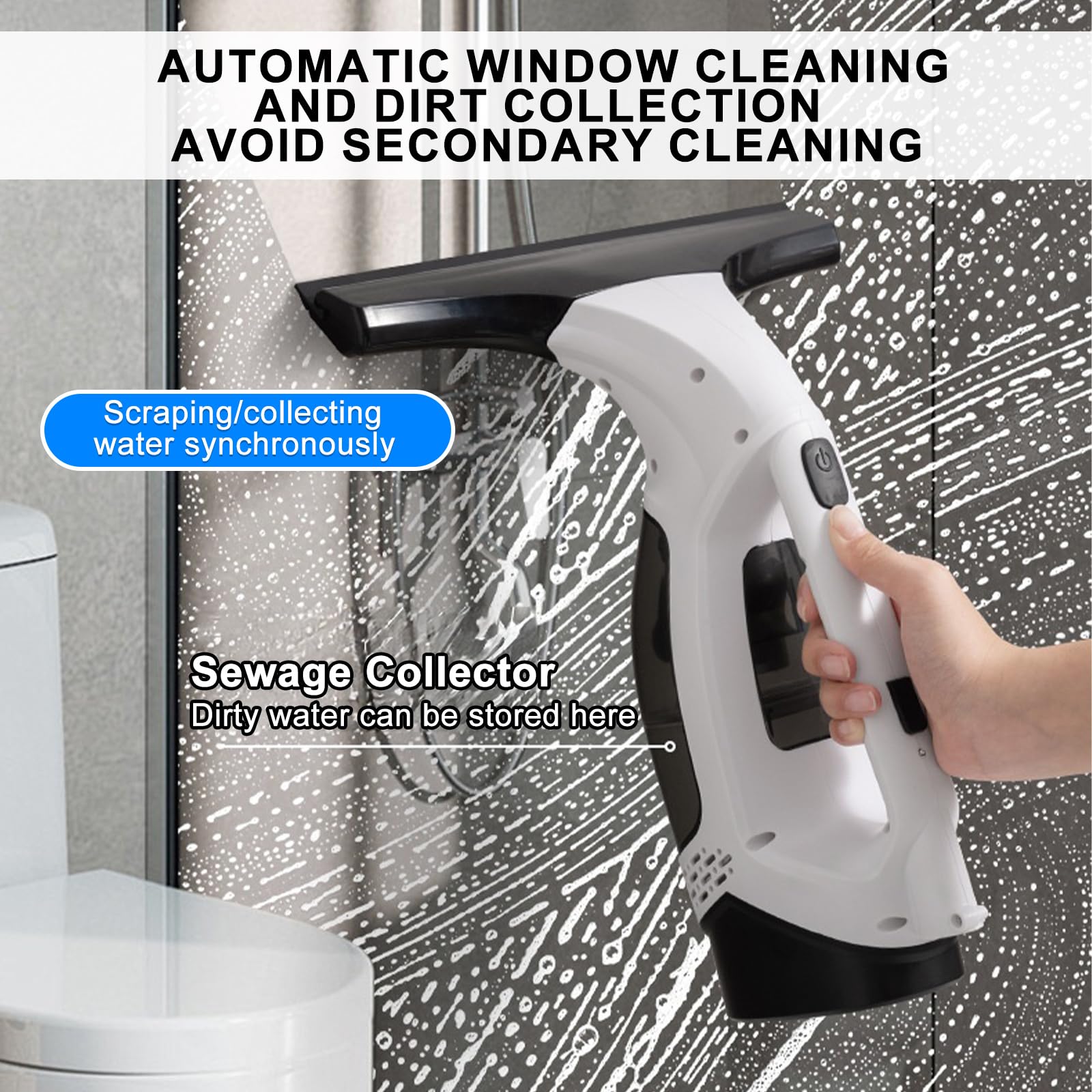 Nettoyeur de vitres électrique 150 ml : aspirateur de fenêtre sans fil avec vaporisateur de 300 ml et serpillère en microfibre, matériau plastique, nettoyant pour fenêtres, carreaux, miroirs, parois