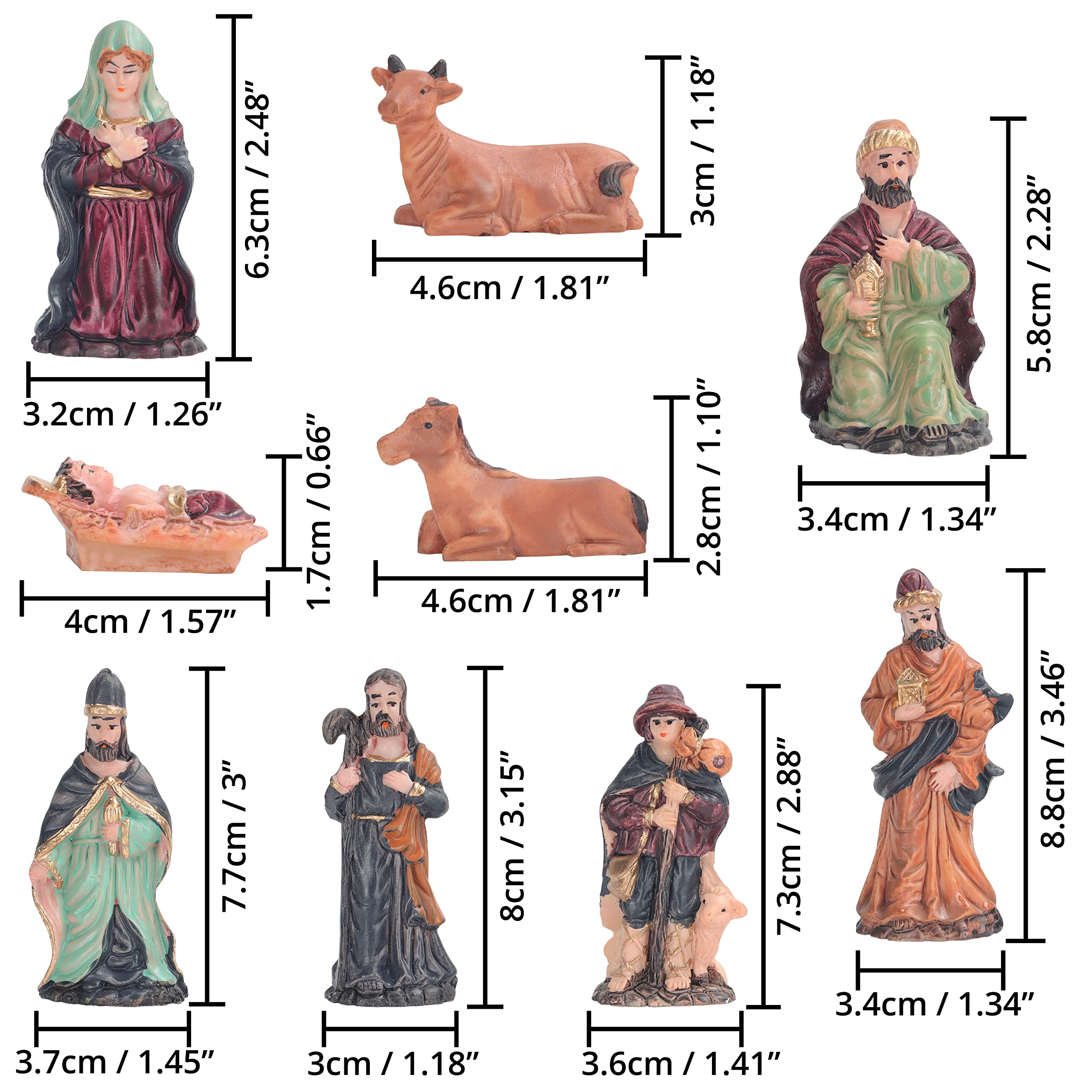 BELLE VOUS Set Belen Navidad con 9 Estatuillas - Pesebre Navideño de Resina - Set Adornos Navidad de Poliresina para Uso en Interiores - Decorar el Hogar, Iglesia o Escuela
