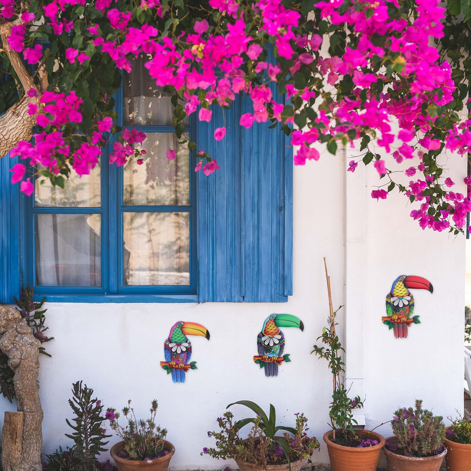 Sosoport Decorazione Murale in Ferro a Forma dal Becco Grande, 3 Pezzi, per Giardino e Patio, Resistente alle Intemperie, Facile da Appendere