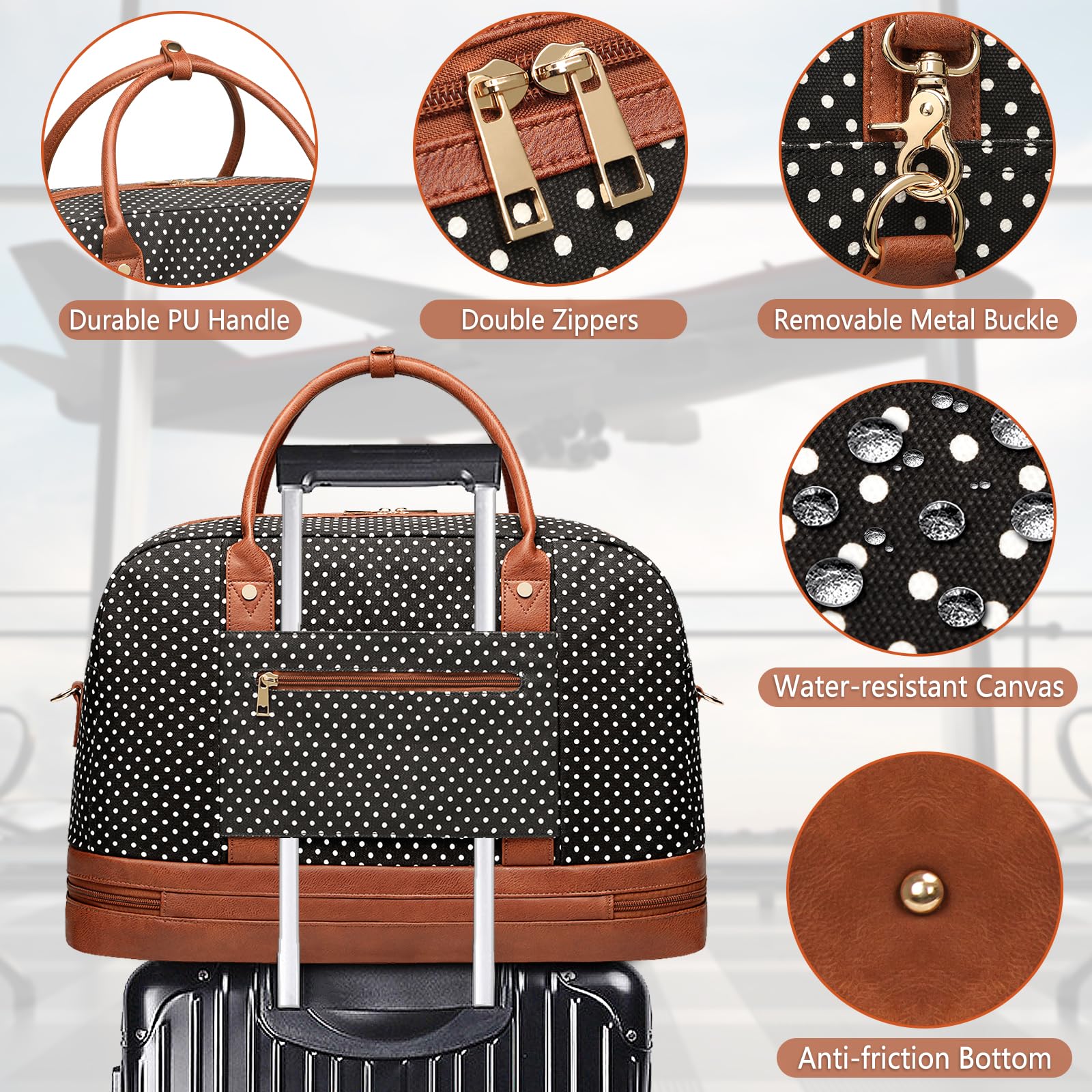 Bolsas de fin de semana para mujer, bolsa de viaje de lona, bolsas de viaje grandes para mujer, bolsa de lona con compartimento para zapatos, perfecto para viajes o uso diario, juego de 3 piezas