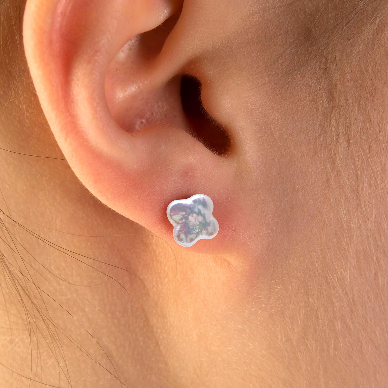 Clover - Freshwater Cultured Baroque Pearl Studs Earrings for Women, Sterling Silver Earrings - Image 2