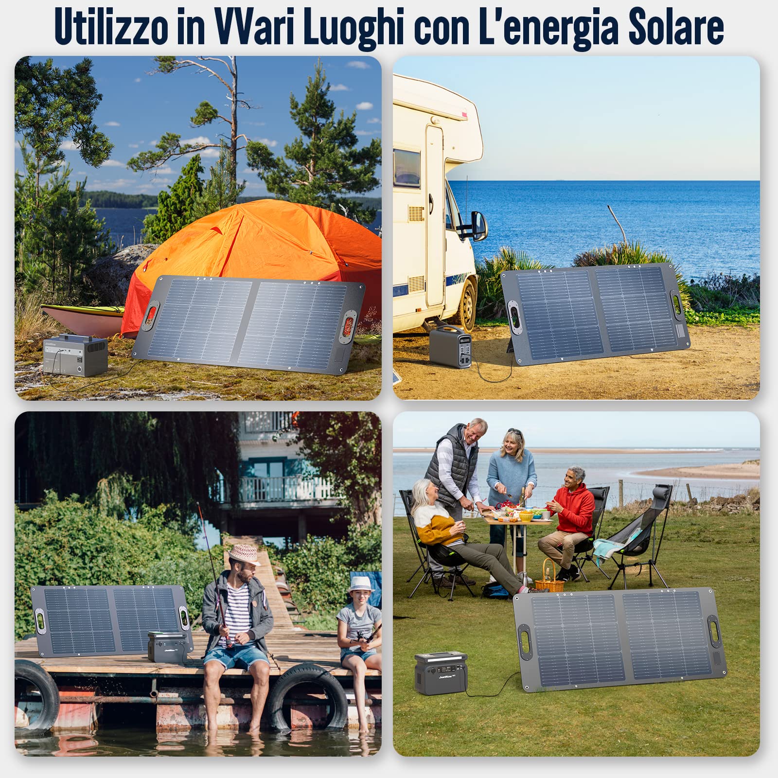 JustNow Pannello solare pieghevole da 200W, pannello solare portatile, modulo solare, pieghevole, per PowerStation Generetion, campeggio, giardino, balcone, roulotte