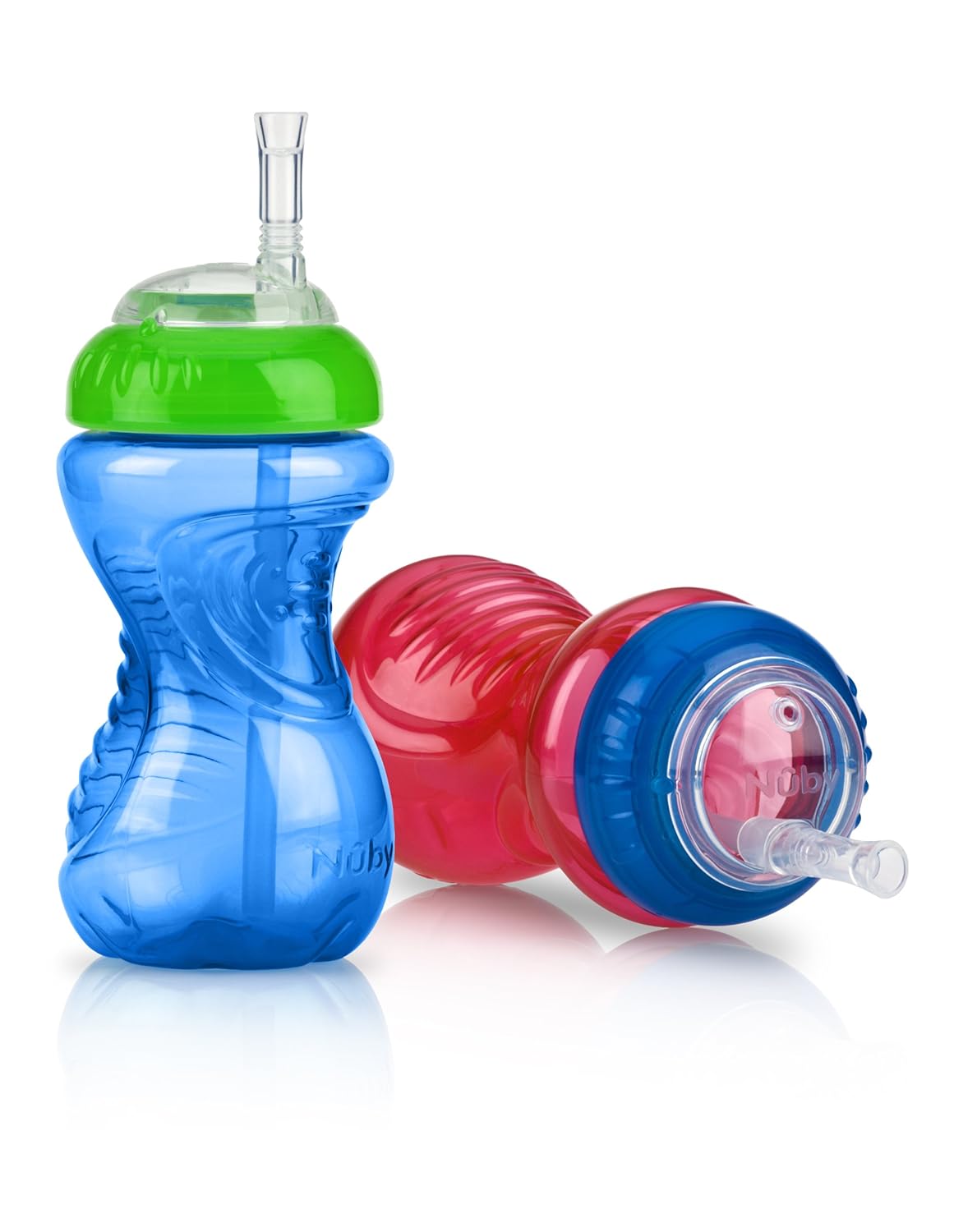 Nuby 2Pack NoSpill Cup with Flex Straw, 10 Ounce, Colors