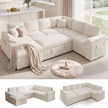108 In L Shaped Modular Sectional Sofa Couch for Living Room, Beige
