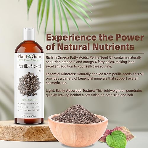 Miniatura 3 de Aceite de semilla de perilla, 4 onzas líquidas, prensado en frío, 100% puro y natural, ideal para hidratar piel, cara, cuerpo y cabello. Ideal para