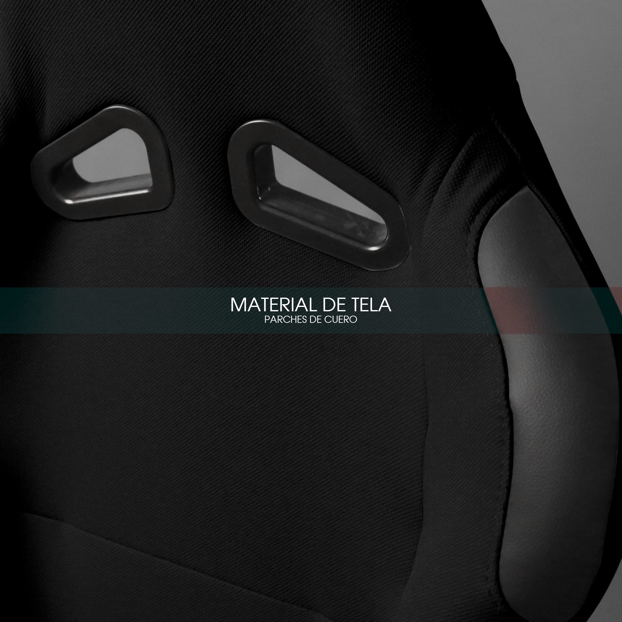 MODAUTO Asiento Deportivo para Coches，Baquet Deportivo Parches de Tela y Cuero,Adaptable para Coches,Modelo N040,Ojo Pequeño,Negro