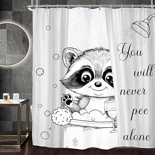 Miniatura 8 de Miyotaa Juego de cortina de ducha de pintura al óleo abstracta divertida de perro, 60 pulgadas de ancho x 71 pulgadas de alto, diseño de bulldog