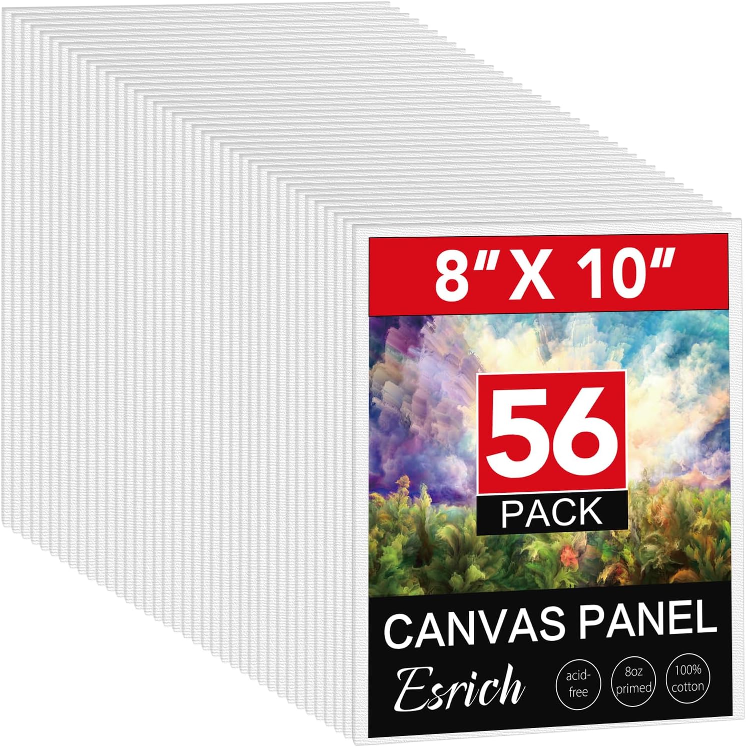 ESRICH Canvas Boards for Painting 8x10in,56 Pack Bluk Canvases for
