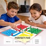 Ankit Toys & Games Jeu de société 2-en-1 Ludo & Serpents et Échelles – Grand plateau pliant double face de 38 x 38 cm, jeu classique pour 4 joueurs, famille, enfants et adultes 6+, ensemble de jeu intérieur (Jaune)