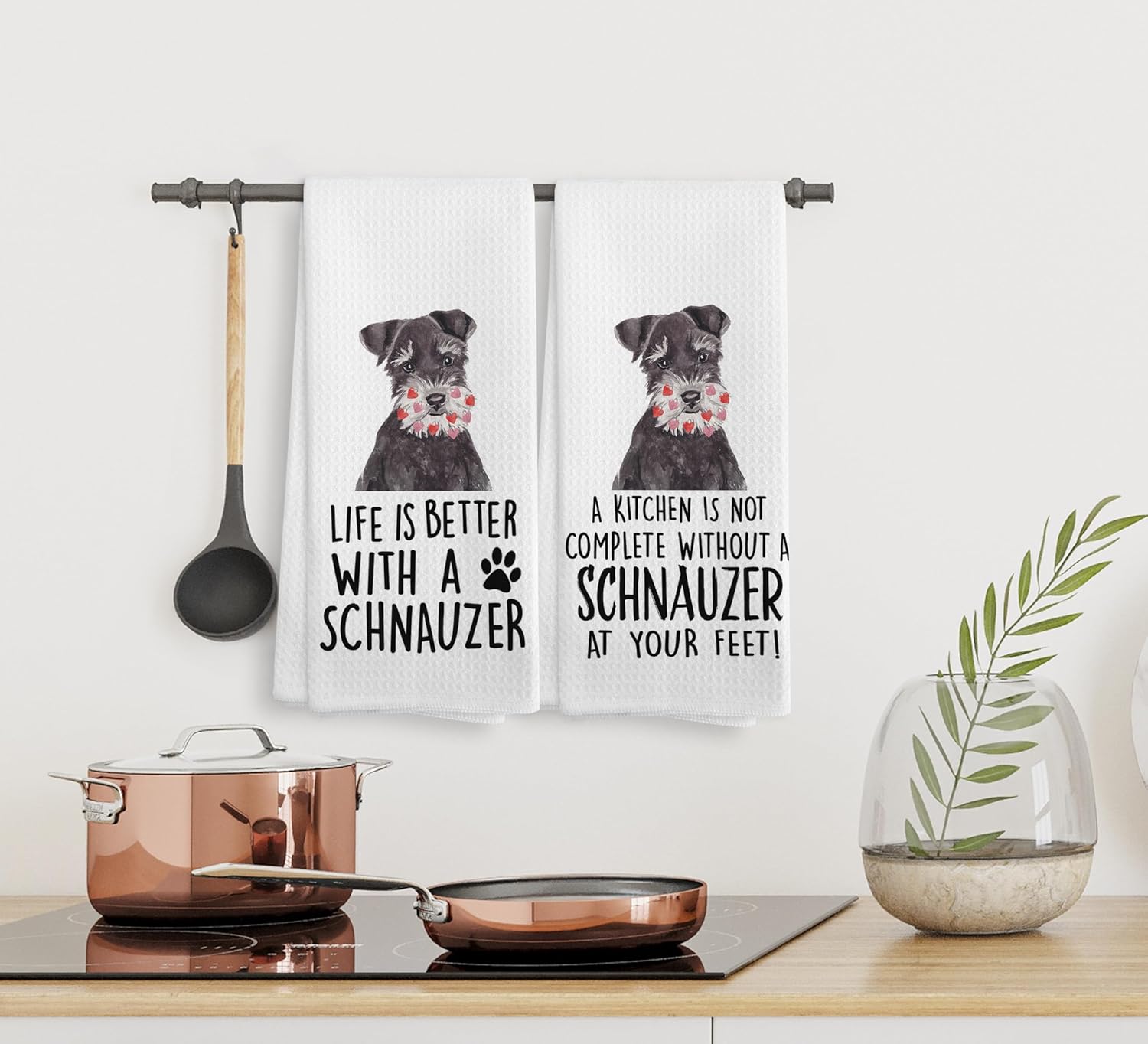Schnauzer Towels, Schnauzer Gifts, Schnauzer Dog Kitchen Towels and Dishcloths Set of 2, Schnauzer Decor, Schnauzer Gifts for Women, Dog Kitchen Towels, Dog Gifts for Women, 16×24 Inches - Image 5