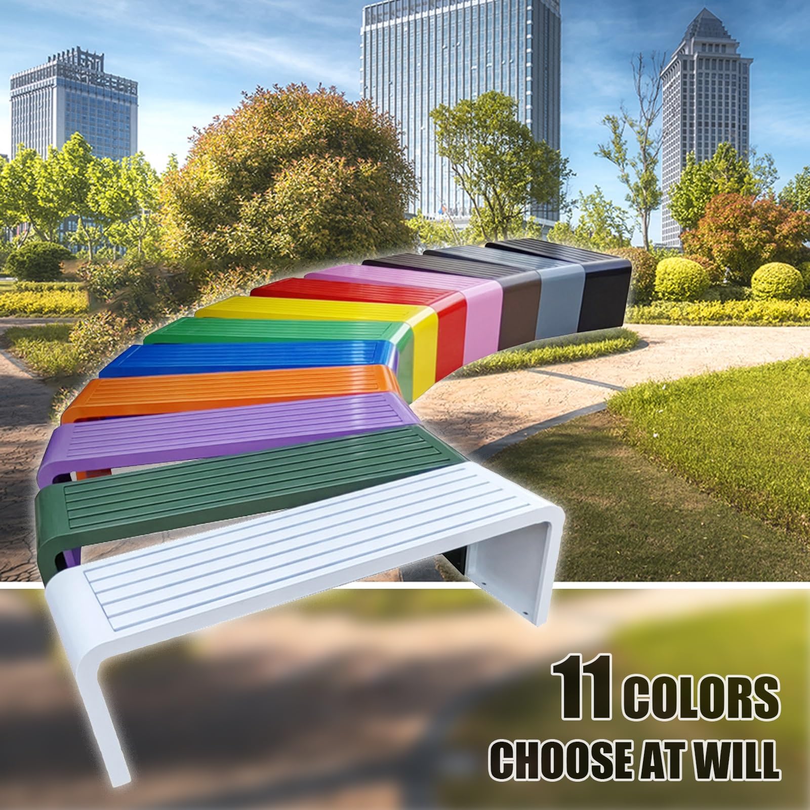 Panca da Esterno per 2-3 Adulti, 11 Colori, Panchina da Esterno in Ferro per Giardino, Patio, Portico, Ingresso,panchina da Giardino, capacità di 400 kg(Orange,150cm/59in)